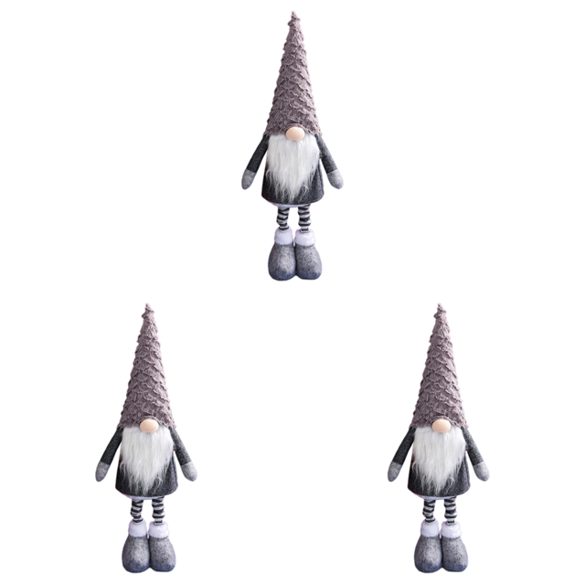 Muñeco de peluche de Gnomo de Navidad, sin rostro, hecho a mano, decoración del hogar, artesanía (gris), 3 uds.