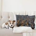 thumbnail image 4 of Ambesonne City Throw Pillow Cover 2 Pack, Avenues to Midtown NYC, 24", Marigold Grey Black, 4 of 7