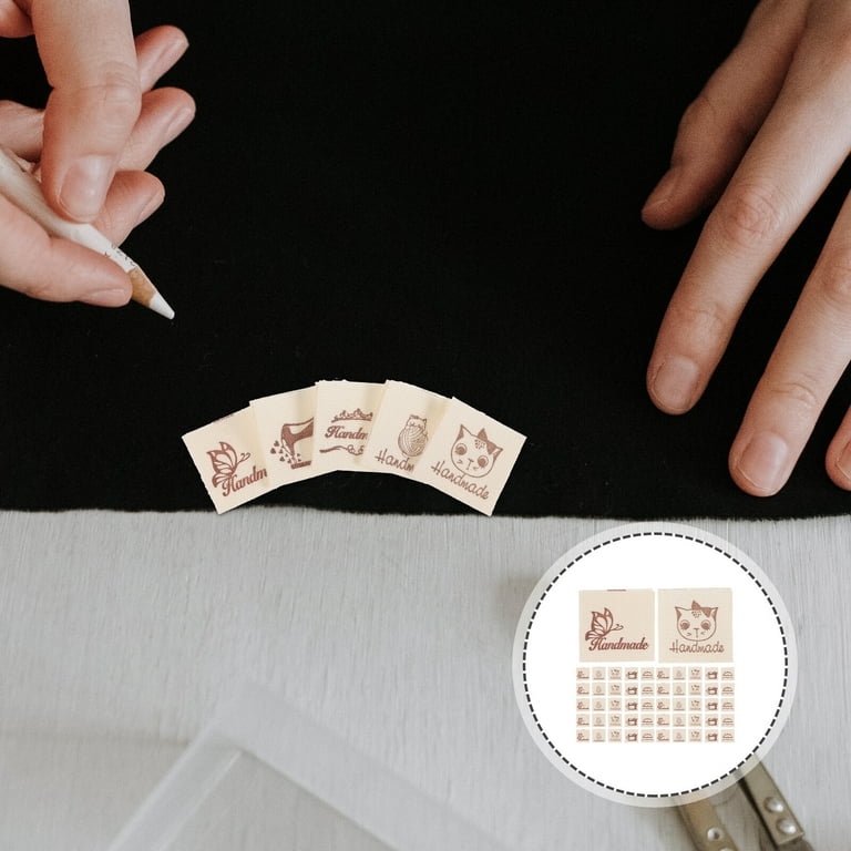 100pcs Handmade Woven Sewing Labels Handmade Sewing Labels Embroidered Label Tags for Clothing Garment, Size: 4x2cm