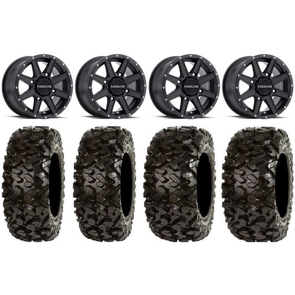 Raceline Hostage 14" Black Wheels 26" Rip Saw Tires Can-Am Commander Maverick Renegade Outlander Defender