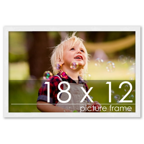 18x12 White Wood Picture Frame - UV Acrylic, Foam Board Backing, Hanging Hardware