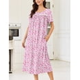 thumbnail image 3 of Ekouaer Cotton Nightgowns for Women Long Night Gown Short Sleeve Sleepdress Victorian Sleepwear Nightdress with Pockets, 3 of 6