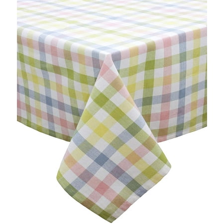 

Countryside Classic Gingham Buffalo Check Plaid Tablecloth - Premium Cotton - Spring Easter Bunny Luncheon Dinner - Table Cover - 60 inch x 102 inch - Yellow Multi Pastel
