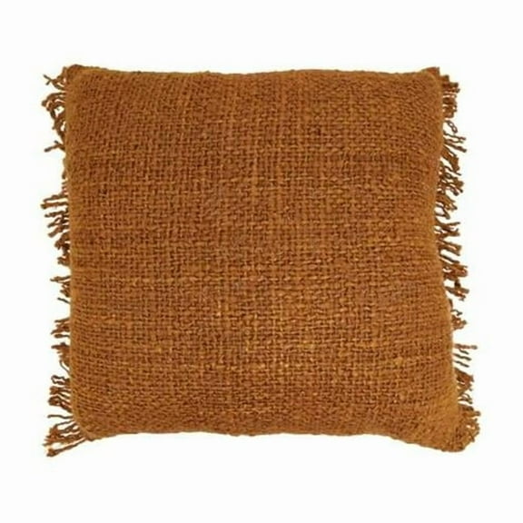 Saro Lifestyle 3510.RU20SP 20 in. Fringe Poly Filled Square Throw Pillow, Rust