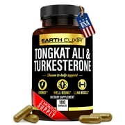 Earth Elixir Turkesterone 1000mg and Tongkat ali 400mg Supplement (180 capsules) - Made in USA - Max Purity - Zero Fillers - Non-GMO Tongkat-ali and Turkesterone Supplement for men