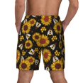 thumbnail image 2 of Lsque Mens Swim Trunks Sunflowers And Bww Pattern - Bathing Suit Compression Liner - Beach Swim Shorts Swimwear - (S-3XL) - Stretch Quick Dry -Small, 2 of 9