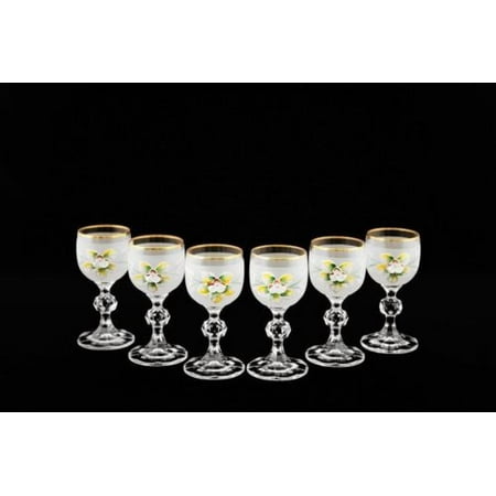 - Bohemian Crystal Colored Glasses, 6-pc Antique WHITE Enamel Shot Vodka Tumblers