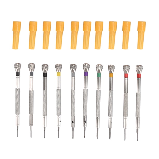 Destornillador de acero inoxidable, herramienta de accesorios para reparación de gafas de reloj, 10 Uds.