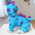 thumbnail image 2 of ZZ Dinosaur Dog Costume, Winter Dog Pajamas for Small Dogs, Warm Puppy Hoodies, Blue Cold Weather Coat for Cat., 2 of 6