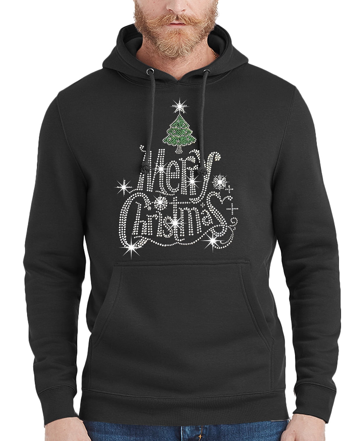 Men's Rhinestone Merry Christmas Tree 