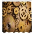 thumbnail image 3 of Steampunk Shower Curtain, Engineering Equipments Illustration of Mechanical Elements Wheels Close Up Image, Fabric Bathroom Set with Hooks, 69W X 70L Inches, Sand Brown, by Ambesonne, 3 of 3