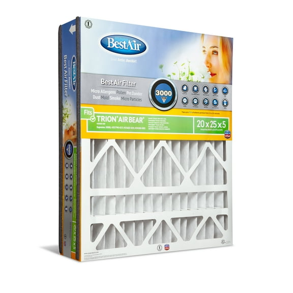 BestAir AB2025-13R Trion/AirBear 20x25x5 Series 3000 MERV 13 Furnace Filter