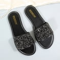 thumbnail image 5 of Eltusu Women Flat Slide Sandals, No Slip Open Toe Party PU Summer Shoes Black Size 7, 5 of 9