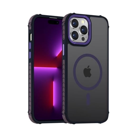 Eryueer Strong Magnetic Case for iPhone 15 Pro Max 6.7-Inch,[Compatible with Magsafe][Military Grade Drop Protection] Translucent Matte Shockproof Protective Phone Cover-Frosted Purple