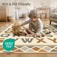 thumbnail image 4 of ODIKA 9'x12' Washable Area Rug Letter Abc Tone Geometric Border Classroom Childcare Alphabet Flowing Dynamic for Master Suite, California King, Under Bed, Non-Shedding, Easy Care, 4 of 7