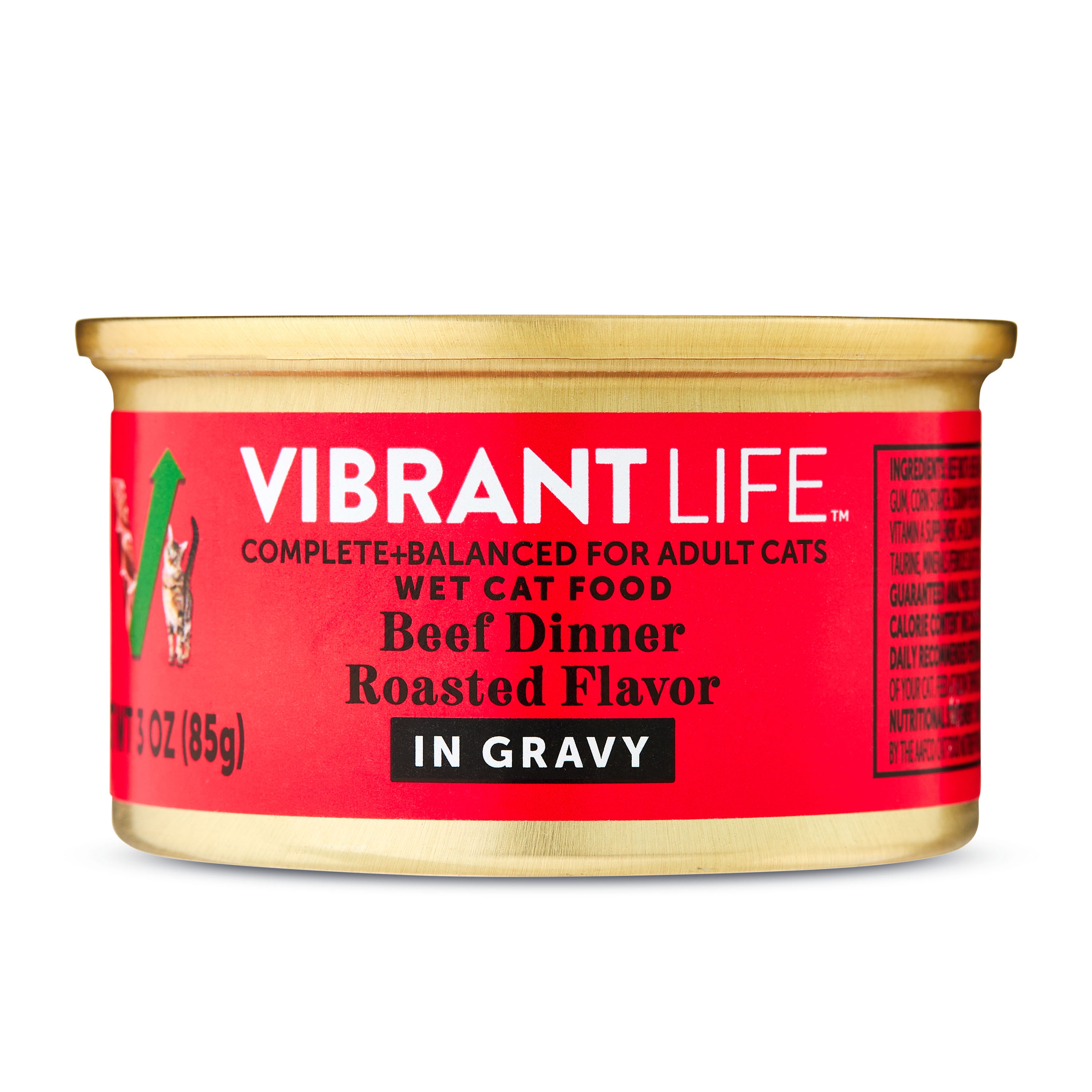 (12 pack) Vibrant Life Beef Dinner Roasted Flavor in Gravy Wet Cat Food, 3 oz Can