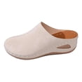 thumbnail image 6 of Platform Clogs for Women Slip on Wedge Sandals Closed Toe Mules Shoes Summer Dressy Slides Arch Support Orthopedic Walking Shoes Beige Size 6.5, 6 of 6