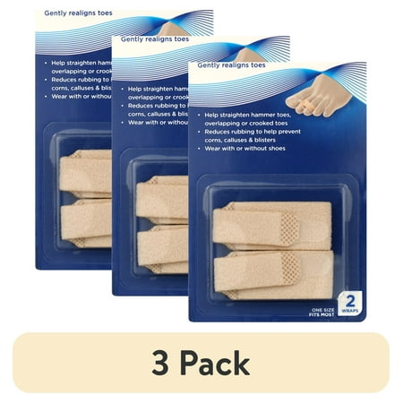 (3 pack) Equate Toe Wraps Beige Color, 2 Count, One Size Fits Most