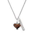 thumbnail image 1 of Delight Jewelry Two-tone Enamel Cheetah Print Heart Silvertone Balance Bar Charm Necklace, 23", 1 of 4
