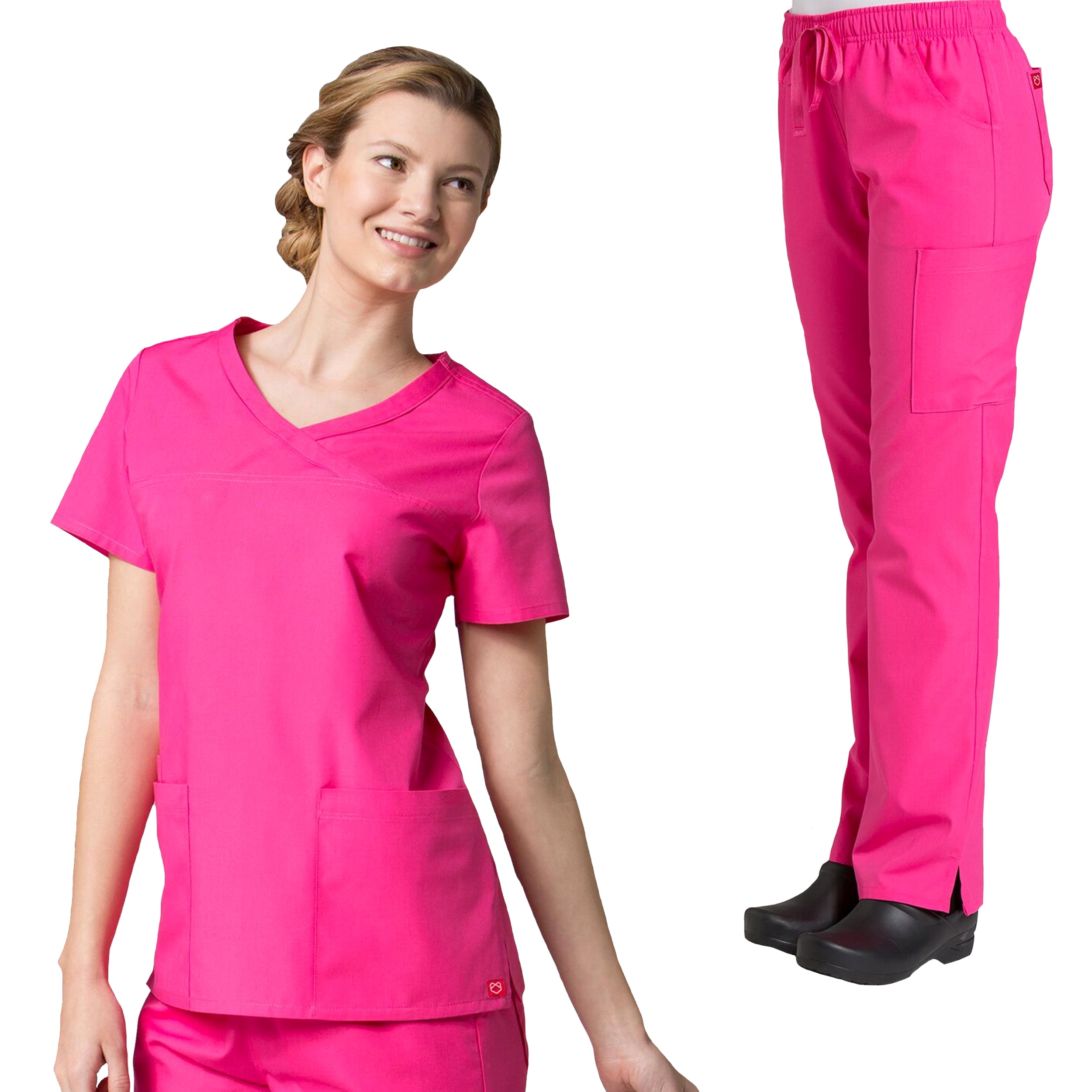 Download Maevn - Red Panda Women's Curved Mock Wrap Solid Scrub Top ...