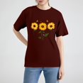 thumbnail image 2 of NAMTYQX Womens Spring Tops Print Short Sleeve Breathable Stretch Oversized Print Hawaii Baggy Round Neck Shirts for Women Wine Size L, 2 of 4