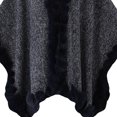 thumbnail image 4 of Ecqkame Women Sherpa Cape Shawl Fleece Lined Faux Fur Trim Open Front Warm Coats Loose Poncho Winter Casual Outerwear Navy Free Size, 4 of 5