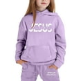 thumbnail image 4 of DGQPLPD Winter Girls Tracksuit Set Cozy Warm Jogger Pants And Hoodie Top With Adorable Print Designs For Toddler Youth Kids Outdoor 10-11 Years Light Purple, 4 of 5