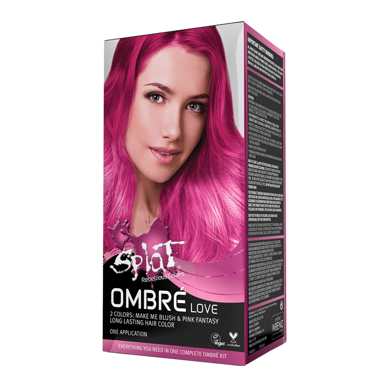 Splat Ombre Complete Kit, Semi-Permanent Hair Dye with Bleach, Love Pink  and Red 