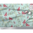 thumbnail image 3 of Soimoi Green Cotton Voile Fabric Red Berries & Leaves Decor Fabric Printed Yard 42 Inch Wide, 3 of 3
