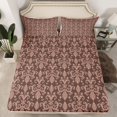 thumbnail image 2 of Manfei Damask Floral Queen Sheet Sets,Retro Baroque Flower Flat Sheet,Brown Black Queen Fitted Sheet For Boys Kids,Microfiber Bedroom Decor,4-Piece, 2 of 7