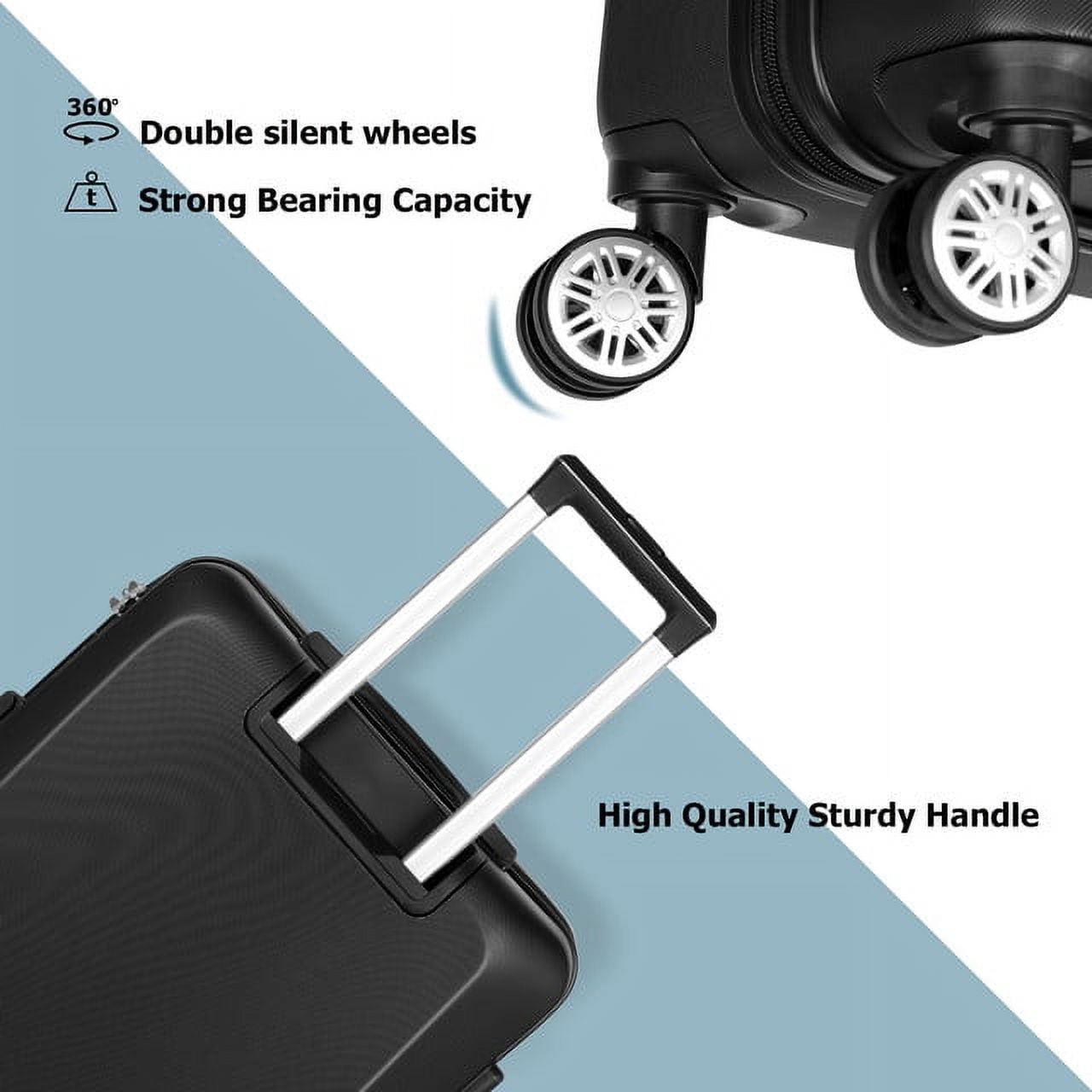 Hikolayae Cottage Collection Hardside Spinner Luggage Sets in Black, 3 Piece - TSA Lock