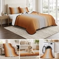 thumbnail image 6 of Full Quilt Set 78''x90'', Dark Burnt Orange Ombre Lightweight Bedspread Coverlet Set with 2 Pillow Shams, Modern Grey Gradient Farmhouse Art Breathable All Season Quilt Bedding for Bedroom/Guest Room, 6 of 9
