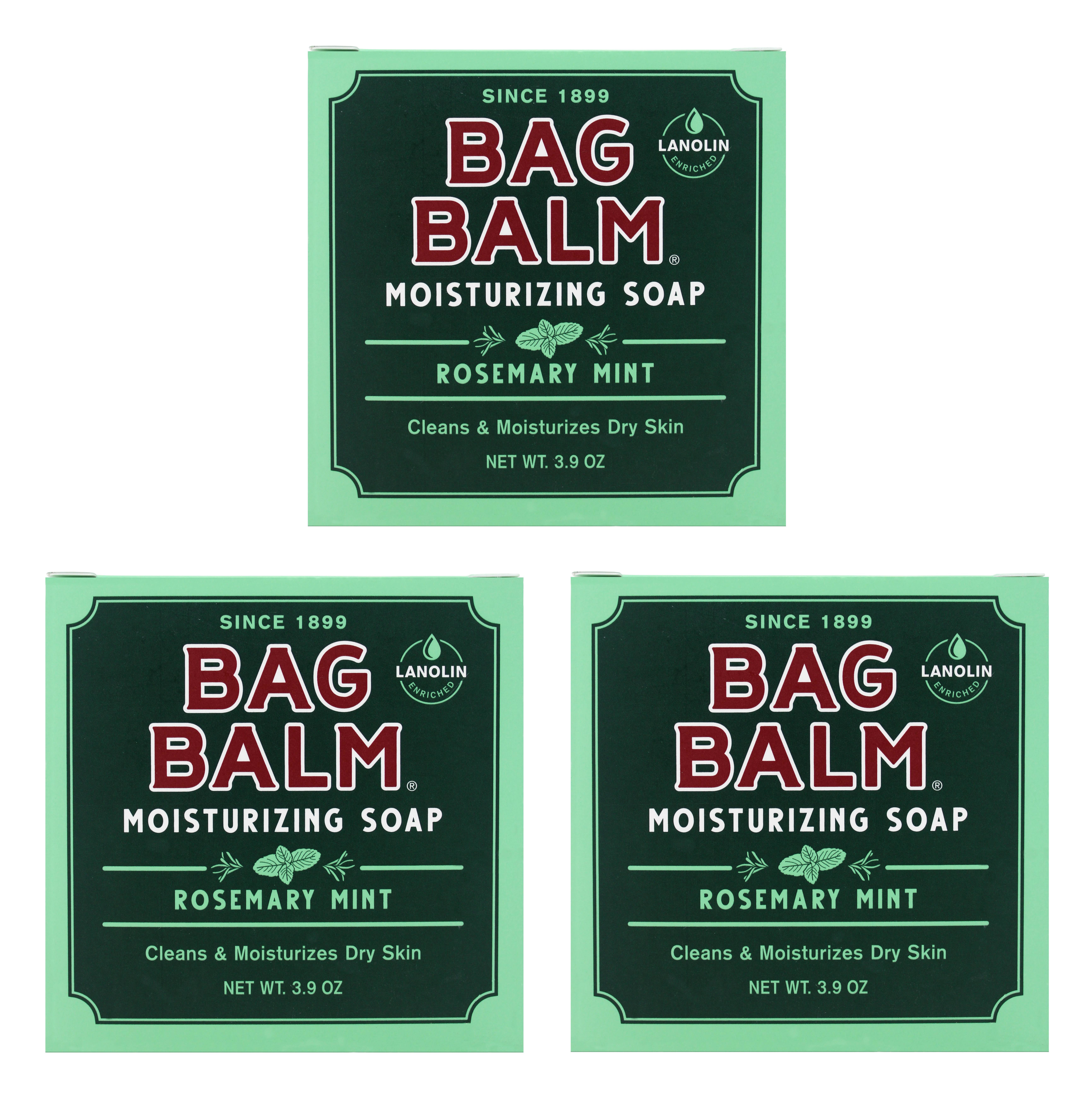 Bag Balm Mega Moisturizing Soap, Rosemary Mint 3.90 oz (Pack of 3)