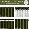 thumbnail image 3 of Topfinel Olive Green Velvet Blackout Curtains 96 Inches Long, 100% Blackout Back Tab Boho Thermal Insulated Curtains for Living Room Bedroom, Retro Drapes with Hooks,Set of 2, 3 of 8
