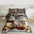 thumbnail image 2 of Manfei Cute Snowman Queen Comforter Set,Merry Christmas Bedding Sets,Xmas Gifts Bedding Comforter Set For Girls Boys,Luxury Bedroom Decor Reversible,3pcs, 2 of 8
