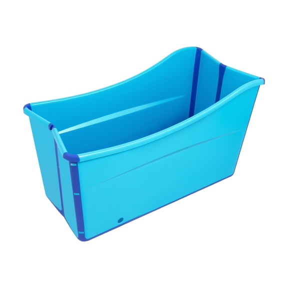 Portable Folding Bathtub with Drain Pipe, Rectangle, Blue Bath Tub Bucket for Adult Kid
