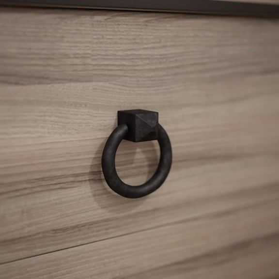 Renovators Supply Cabinet Pulls 2" Black Cast Iron Swing Handle Ring Drawer Pulls w/Screws