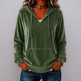 thumbnail image 2 of Staron Women's Hoodie Soft Hooded Long Sleeve V Neck Solid Casual Comfy Loose Pullover Sweatshirt Army Green L, 2 of 5