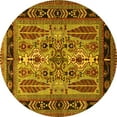 thumbnail image 1 of Ahgly Company Machine Washable Indoor Round Oriental Yellow Industrial Area Rugs, 8' Round, 1 of 4