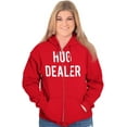 thumbnail image 4 of Funny Positivity Hug Dealer Joke Unisex Fleece Graphic Zip Up Hoodie Brisco Brands 5X, 4 of 5