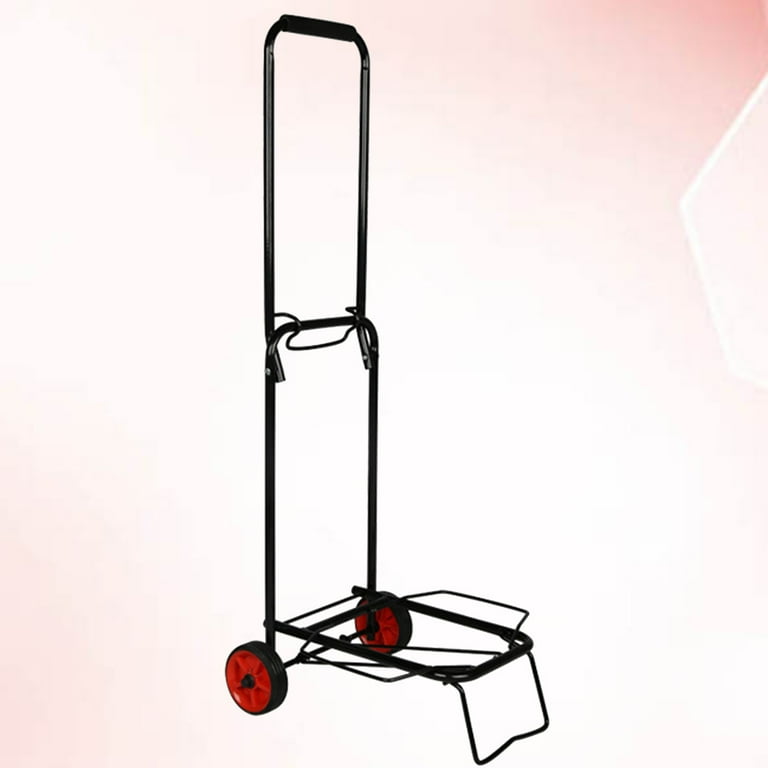 Portable Foldable Two wheeled Luggage Shopping Travel Cart Flatbed Trailer Trolley Barrow Luggage Trolley Black Walmart