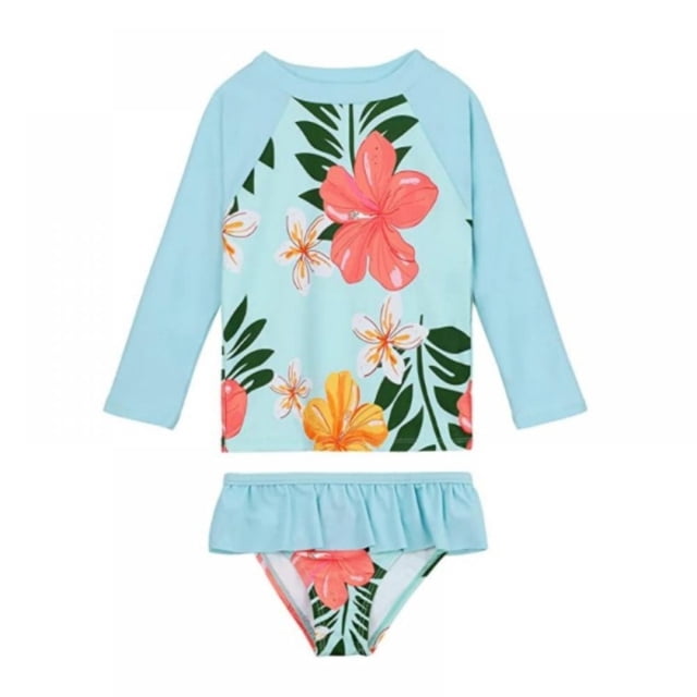 Huanglei Maillot de Bain 2 Pcs pour Fille, Bikini Taille Haute avec Paréo, 7-8 Ans