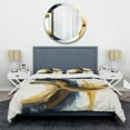 thumbnail image 3 of Designart "Swirling Blue and Gold Abstraction III" Modern Bedding Covert Set - Abstract Spirals Blue Abstract Bed Set With 2 Shams, 3 of 6