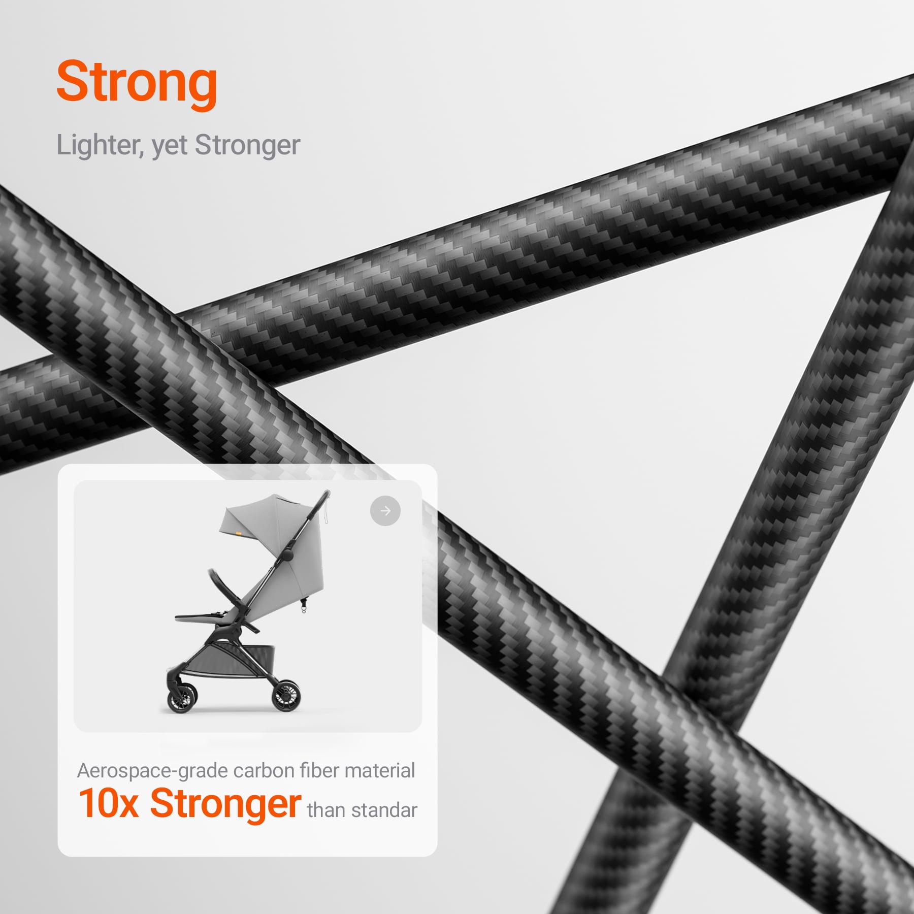 Mamazing Ultra Air X Lightweight Baby Stroller for Airplane Travel, 9.9 lbs, Ultra-Compact, Light & Strong, Age Group: Infant, Single, Grey