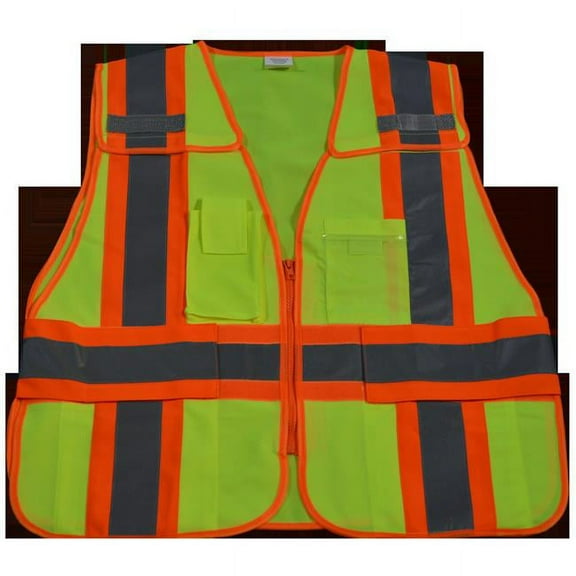 Petra Roc LV2-PSV-REG Public Safety Vest 207-2006 Lime Solid with Orange Binding 5-Point Breakaway, Regular Small & Extra Large