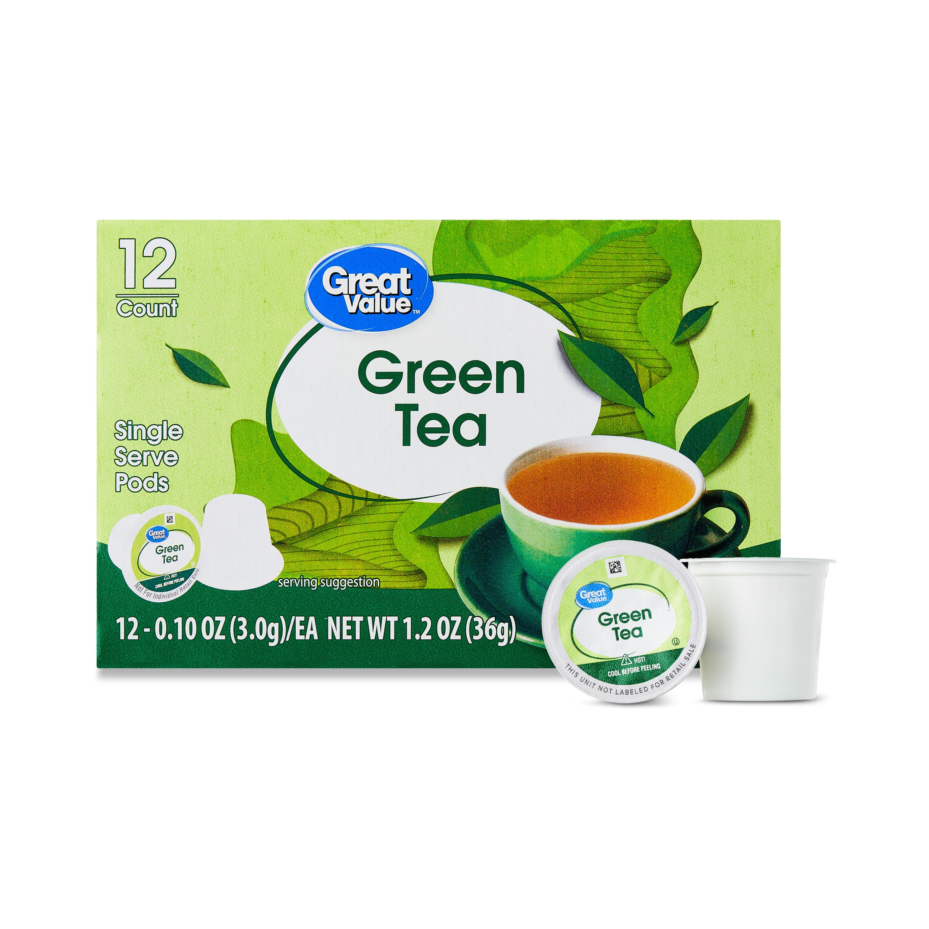 Great valueページ Great Value Green Tea 12CT Kcups, Unsweetened Hot or Iced Beverage