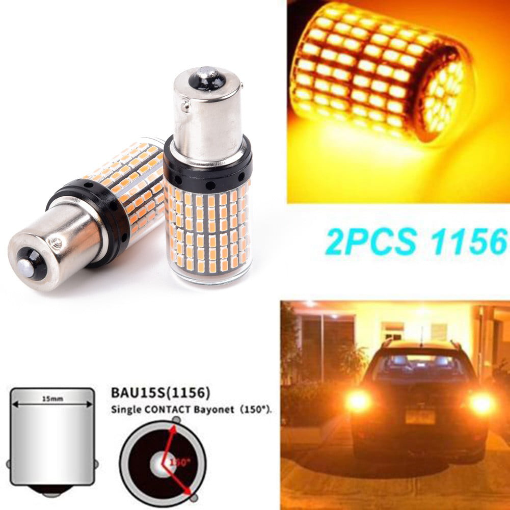 2pcs/set 12V 1156 144SMD BAU15S PY21W Canbus Amber Car LED Turn Signal Lamps Hot
