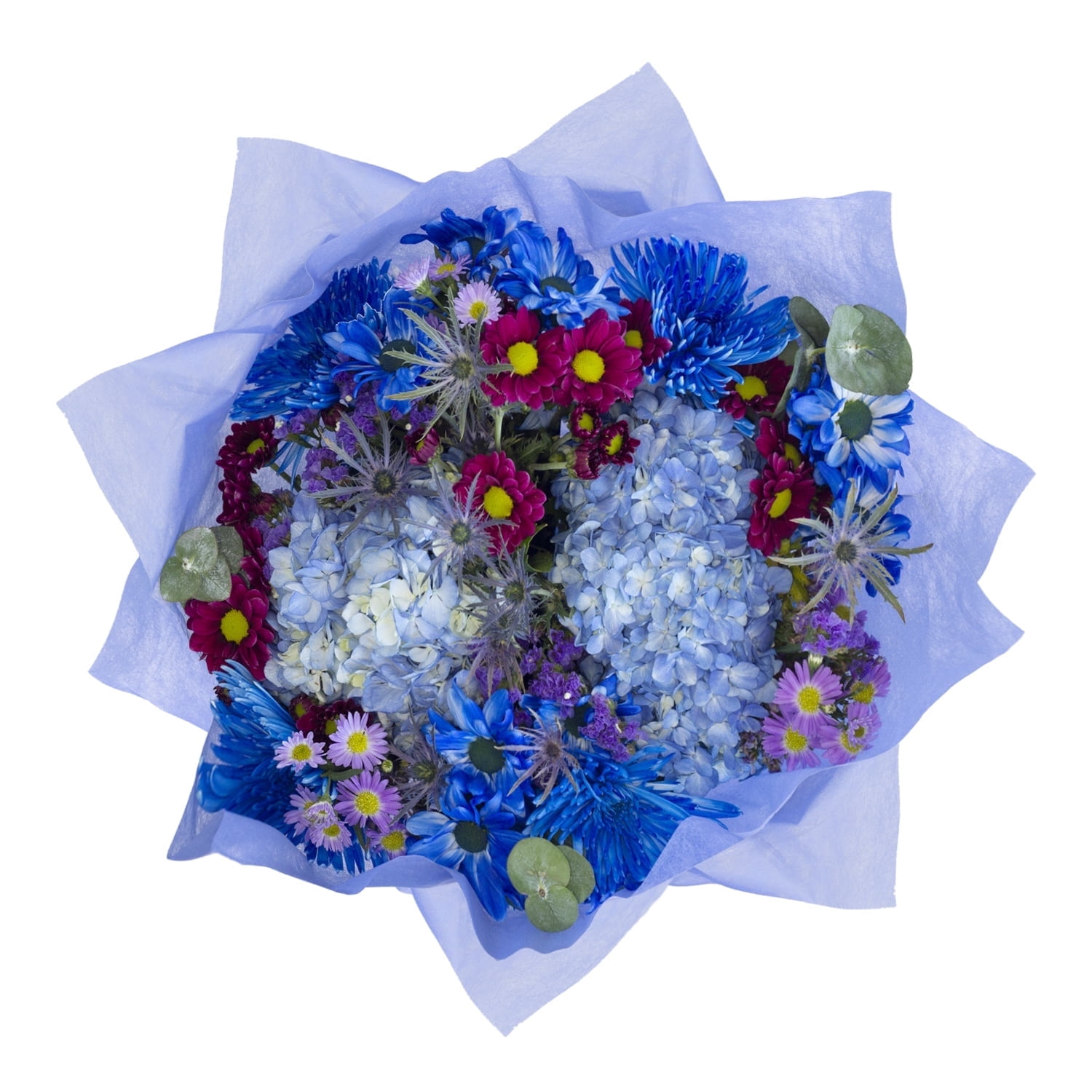 Bloomingmore, Fresh Cut Flowers , Blue Country Garden Bouquet - 24 Stems
