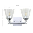 thumbnail image 3 of JONATHAN Y Marion 12.75" 2-Light Hurricane Metal/Seeded Glass LED Vanity Light, Chrome, 3 of 7