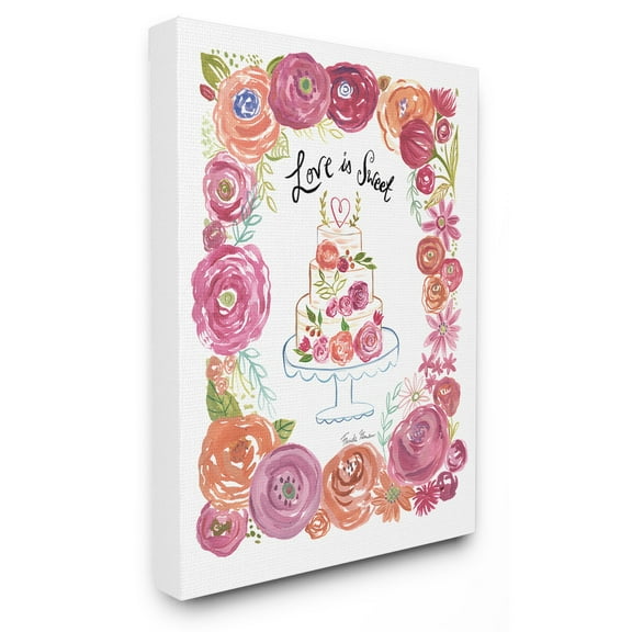 The Stupell Home Decor Collection Love Is Sweet Flowers And Cake Wall Art